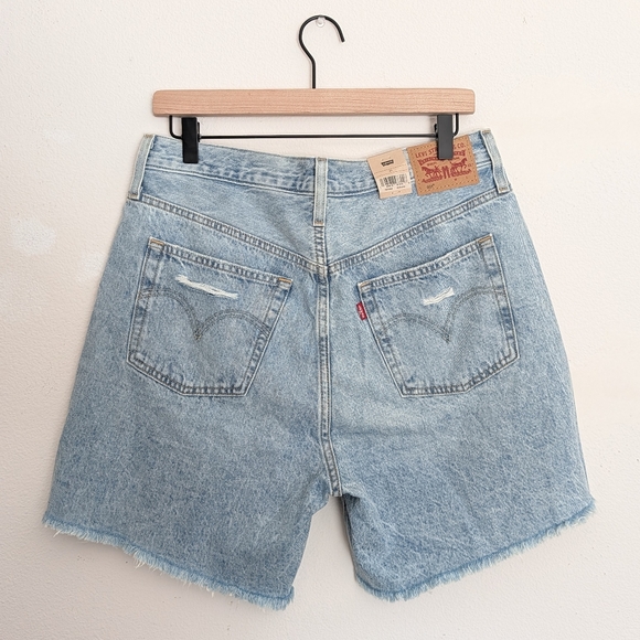 Levi's Pants - Levi's 501 High Rise Button Fly Mid Length Denim Jeans Shorts Distressed Size 33